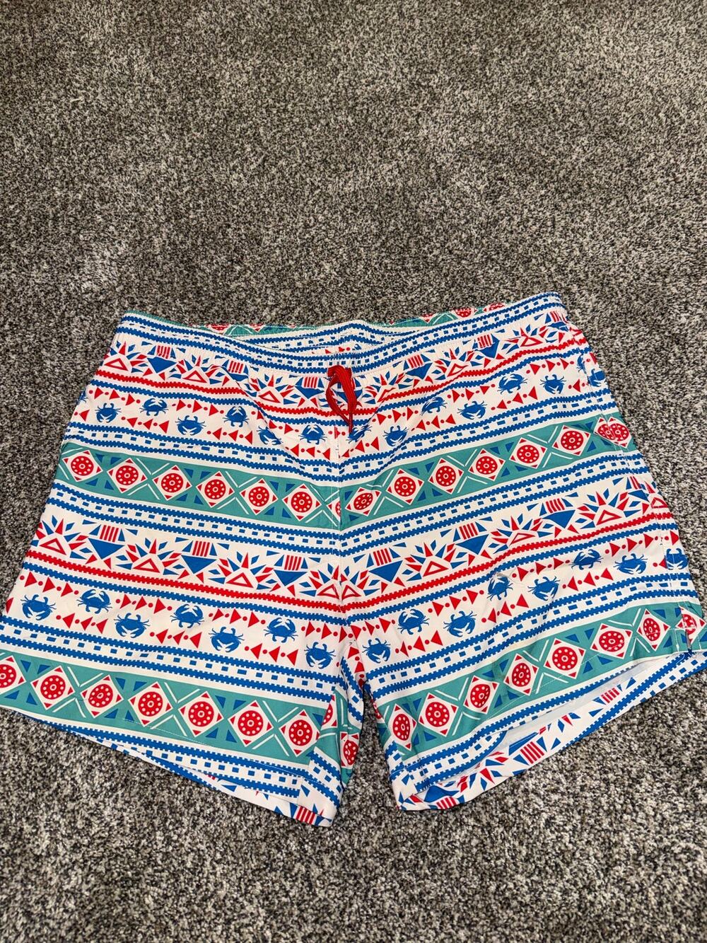 Chubbies Men’s Swim Trunks Crab Geometric Print Stretch Board Shorts Xl